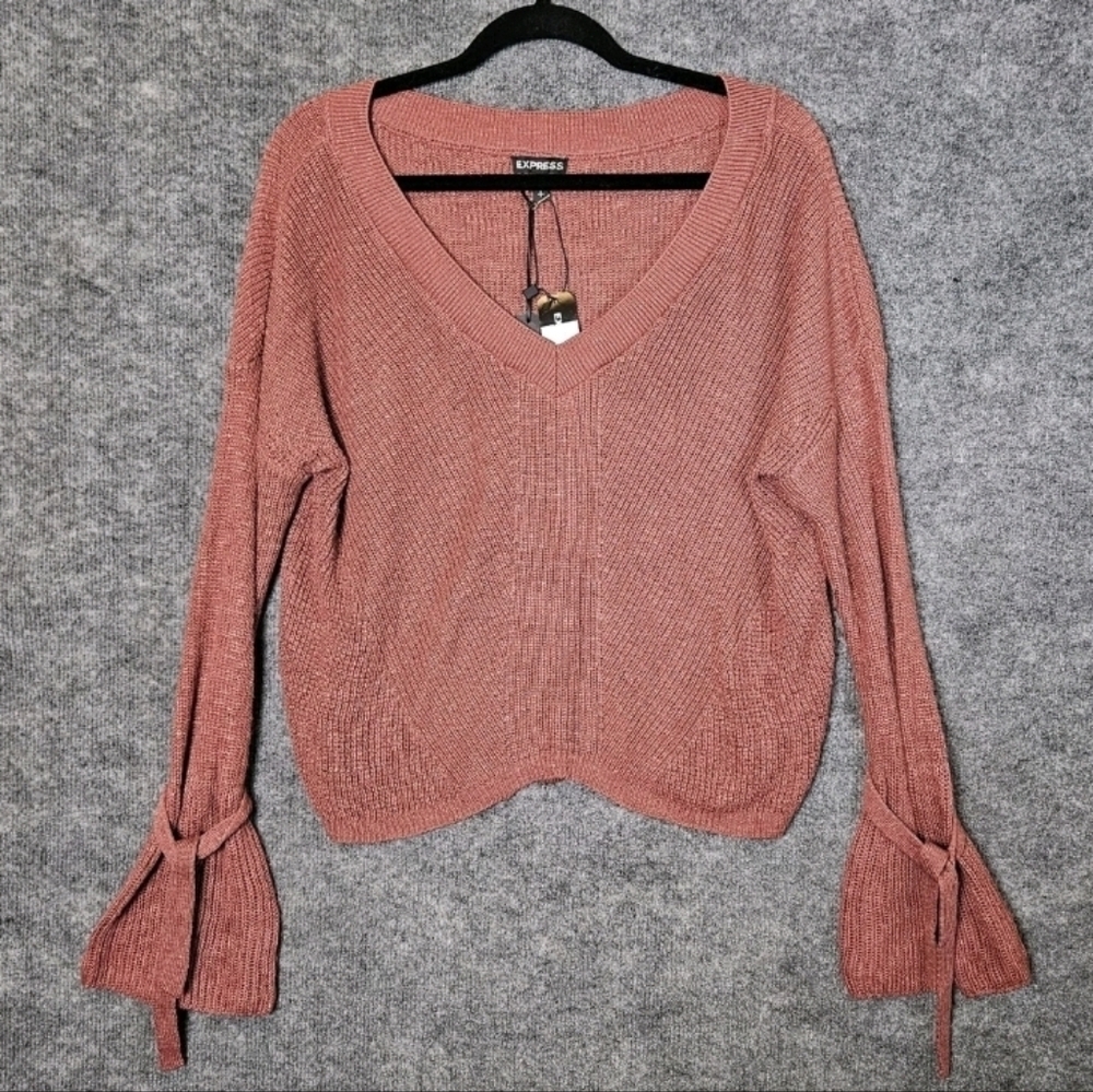 Express Oversized Crop Sweater Ties At End Of Sleeve Sz S